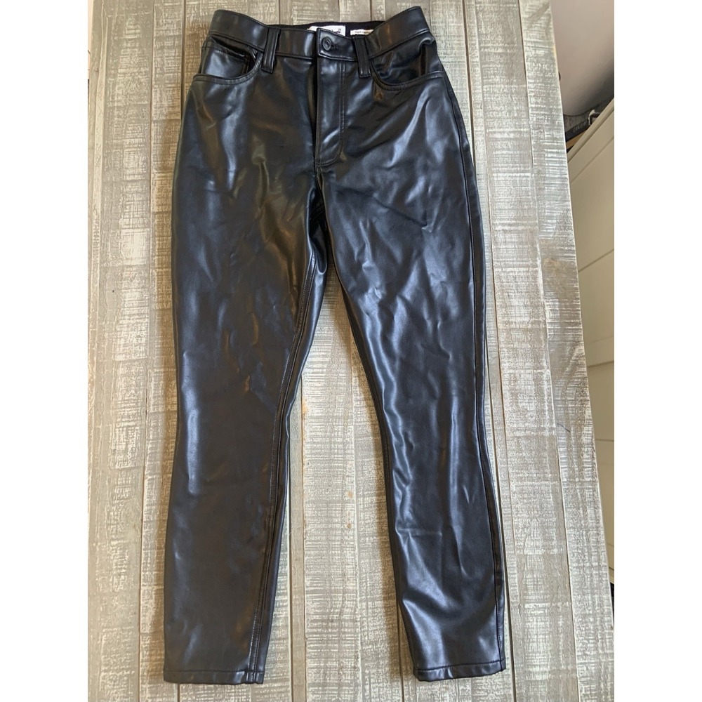 Abercrombie & Fitch Size 2S Curve Love Vegan Leather High Rise Skinny Pant Black